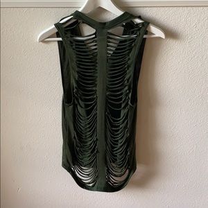 Army green open back tank